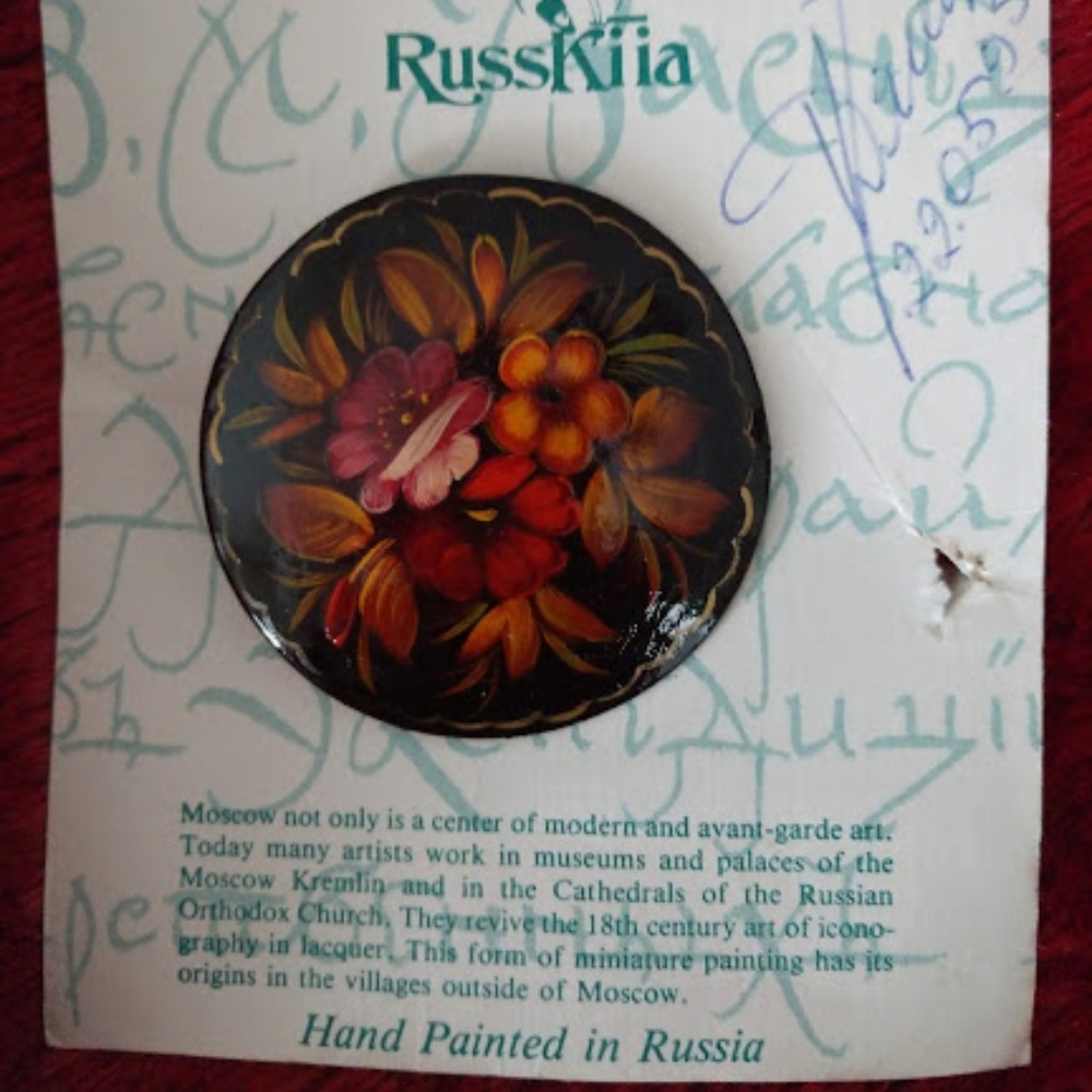 Vintage Hand Painted Russian Brooch